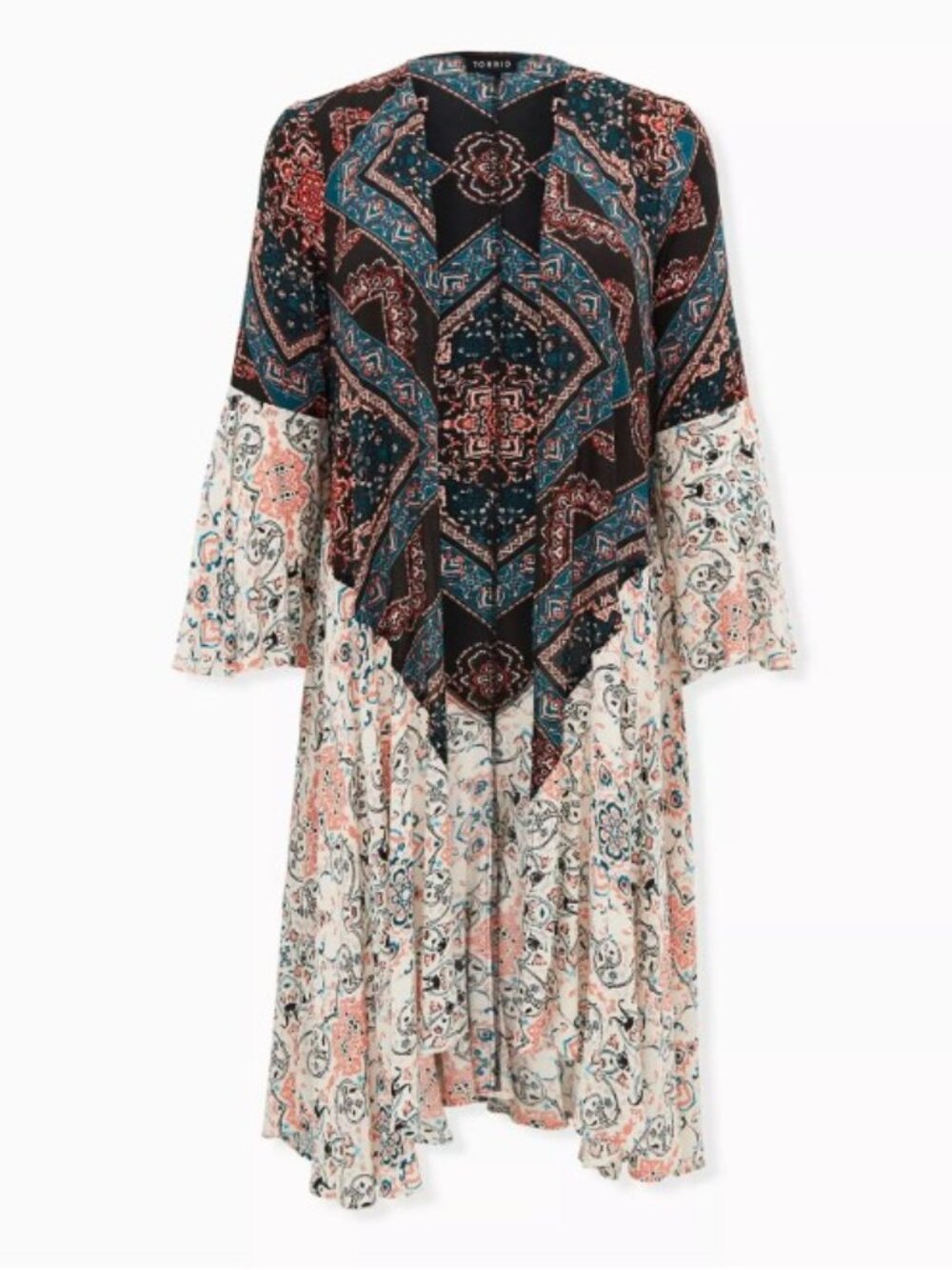 Torrid EUC size 3 Festival Mix Print Kimono Colorful Paisley Boho